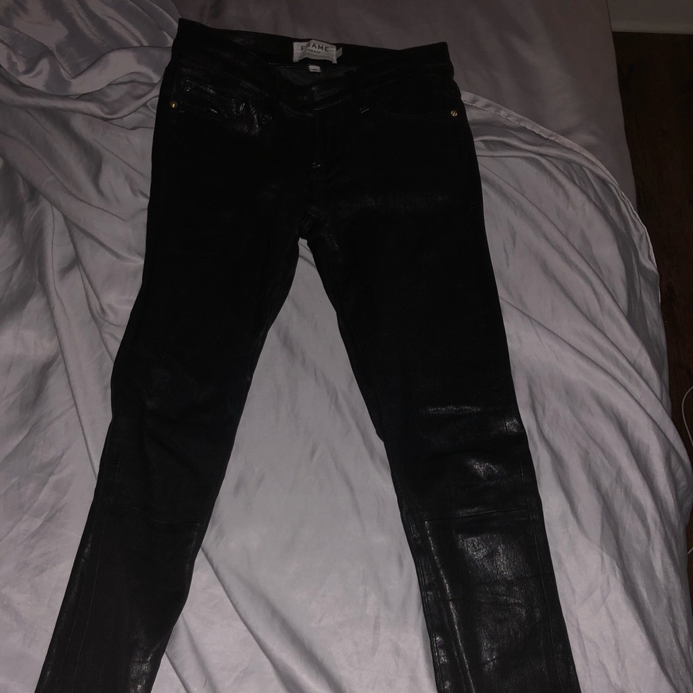 Frame Lambskin Leather Le Skinny Pants